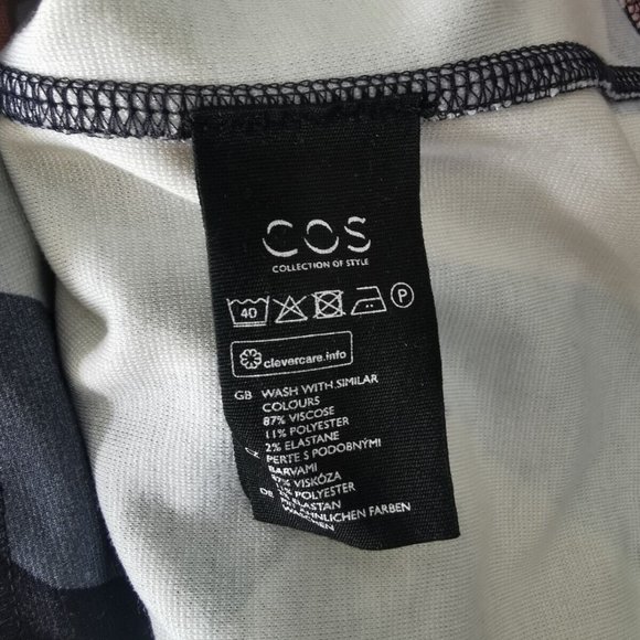 COS Geometric Print Long Sleeve Turtleneck Roll Neck Top Pink Grey Size Large - Picture 6 of 7